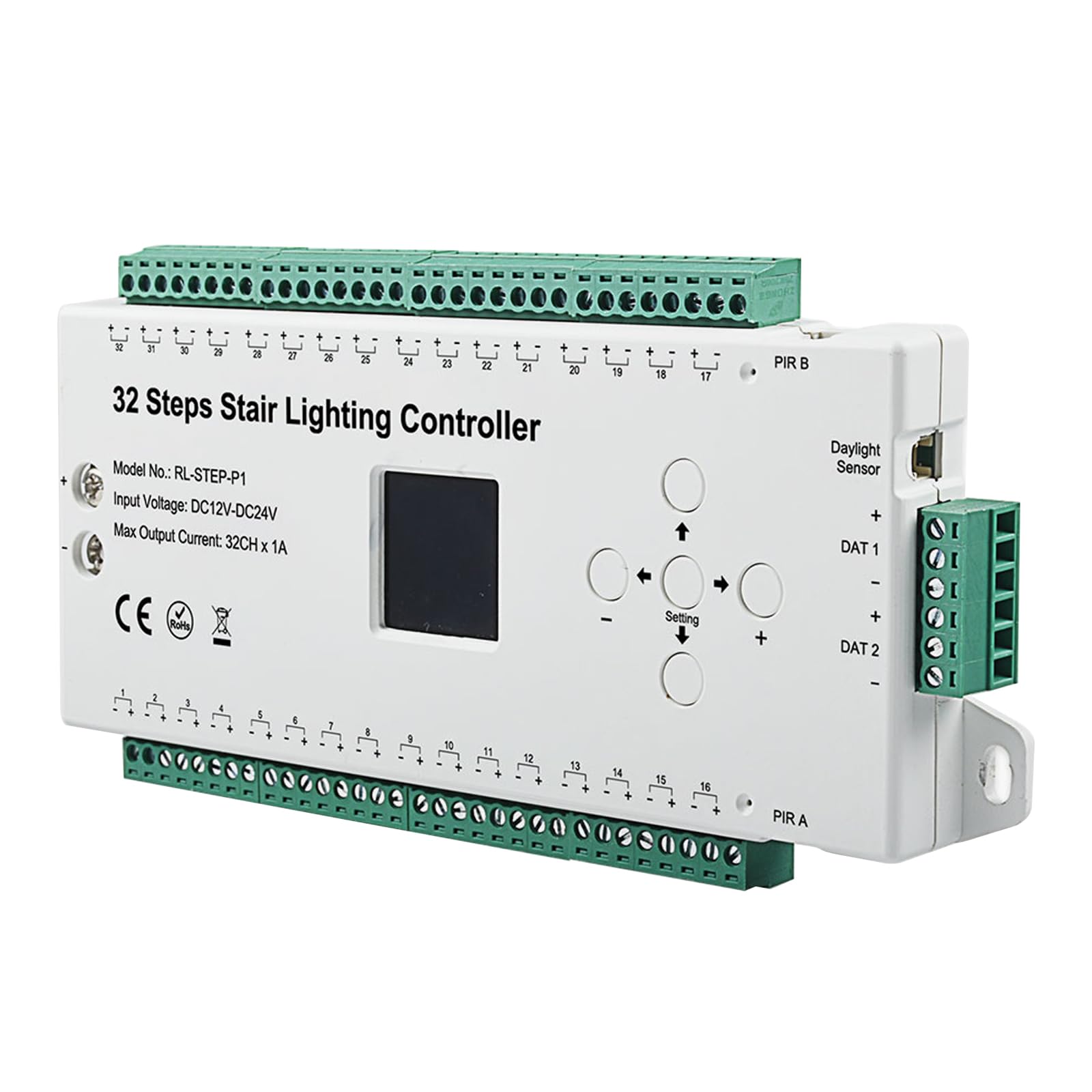 32CH PIR Sensor Controlador de luz de escalera Cuerpo - Interruptor inductivo infrarrojo, interruptor de panel, controlador infrarrojo de 32 pasos, controlador de iluminación de escalera LED