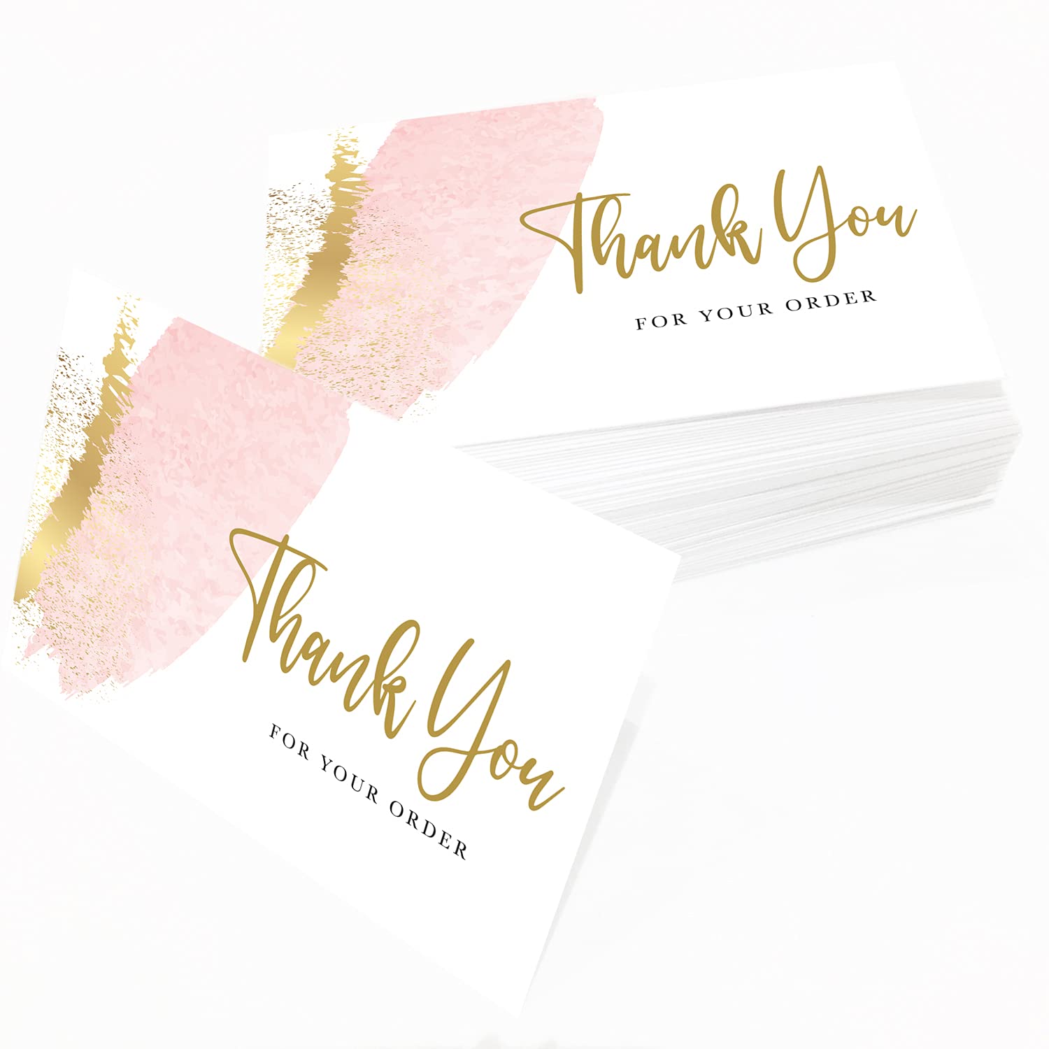 Thank You for Your Order Cards for Small Business, Pink and Gold Design, Premium 350gsm Card - Image 4