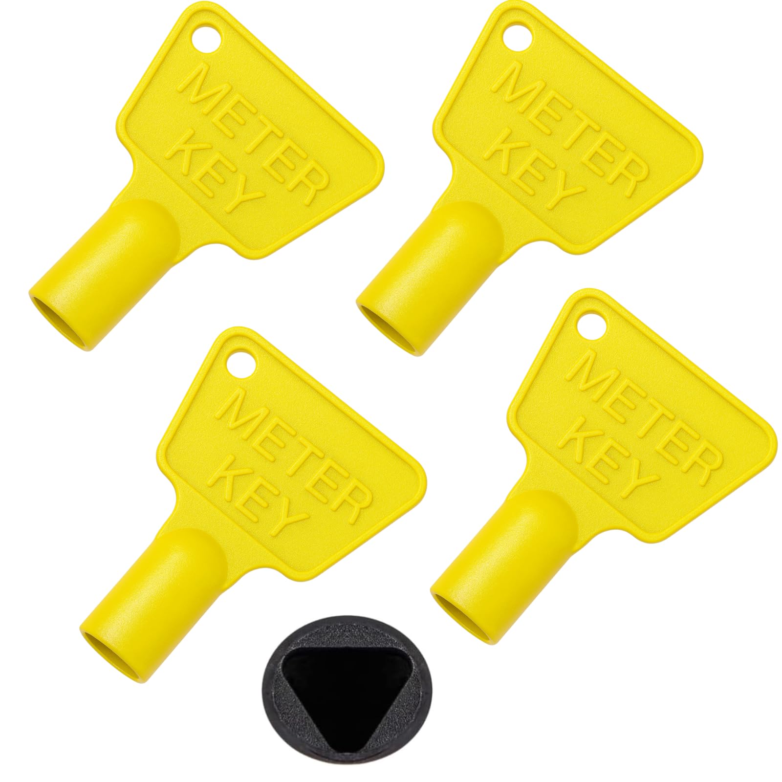 Howsehold Yellow Gas Meter Box Key (4 Keys) Triangular Electric Utility Box Key Plastic Black Gas Meter Key For Reading