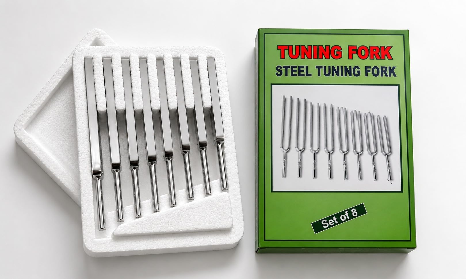 Set of 8 Harmonic Steel Tuning Forks | 256Hz, 288Hz, 320Hz, 341.3Hz, 384Hz, 426.6Hz, 480Hz & 512Hz | Physics Laboratory, Sound & Vibration Experiment Kit | Educational Science Equipment-picture-36