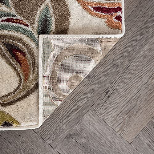 Dilek Transitional Floral Ivory 3-Piece Area Rug Set, 3-Piece Set #TOP7