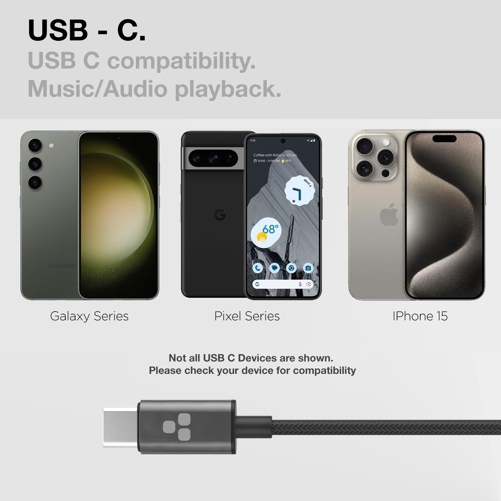 Encased Thore - Auriculares sobre la oreja para iPhone 15 con conector USB-C, auriculares cerrados para monitor de DJ de estudio (controladores de neodimio de 50 mm) (V200 negro)