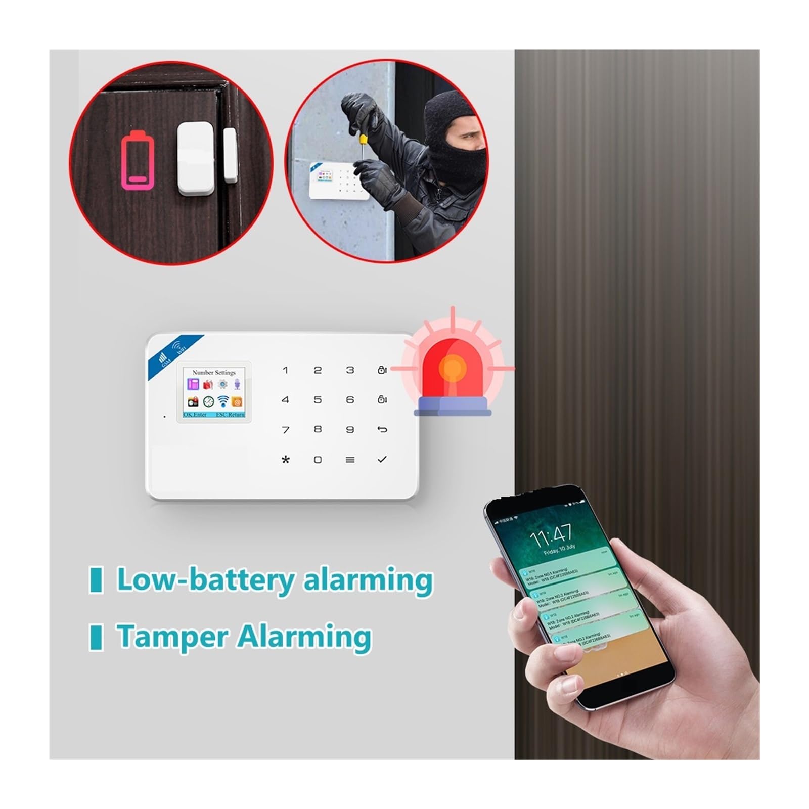 Sistema de alarma para la seguridad del hogar, Alarma Inteligente GSM Tuya De Alarma De Casa Inteligente Kit De Seguridad De Alarma Inalámbrico 3MP Cámara IP Control Sirena De Marcación Automática Par