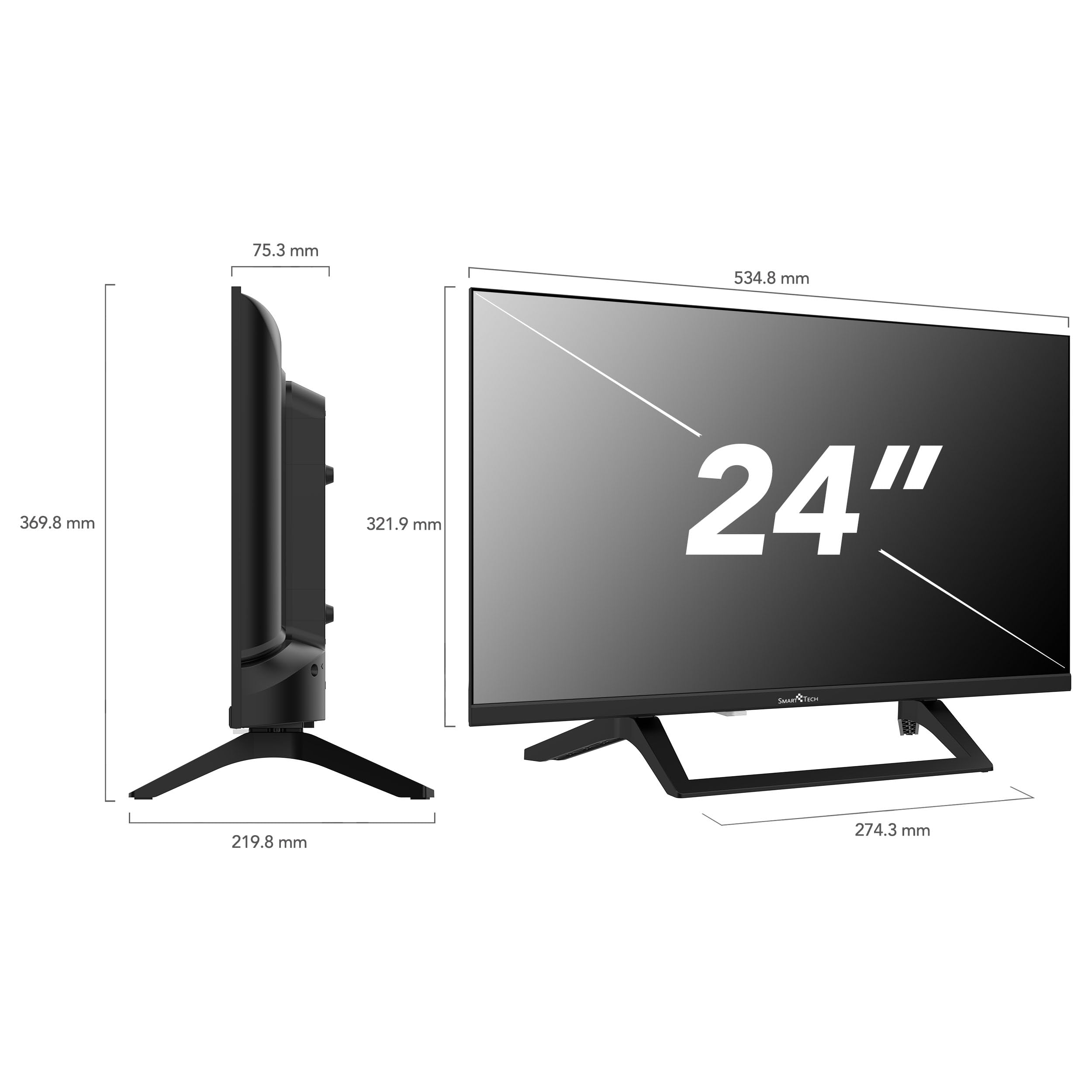 Smart Tech TV LED HD 24" (60 cm) Smart TV Google 24HG01VC Chargeur de véhicule 12v fourni, HDMI, USB, Résolution: 1366 * 768
