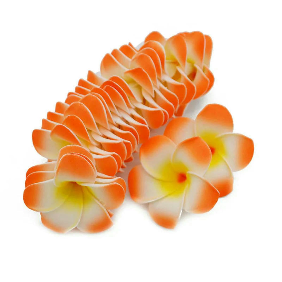 AYHTUD 30Pcs 5-9cm Artificial Plumeria Hawaiian Foam Frangipani Flower Wreath Headdress Wedding Party Decoration Fake Flower-H15-7cm