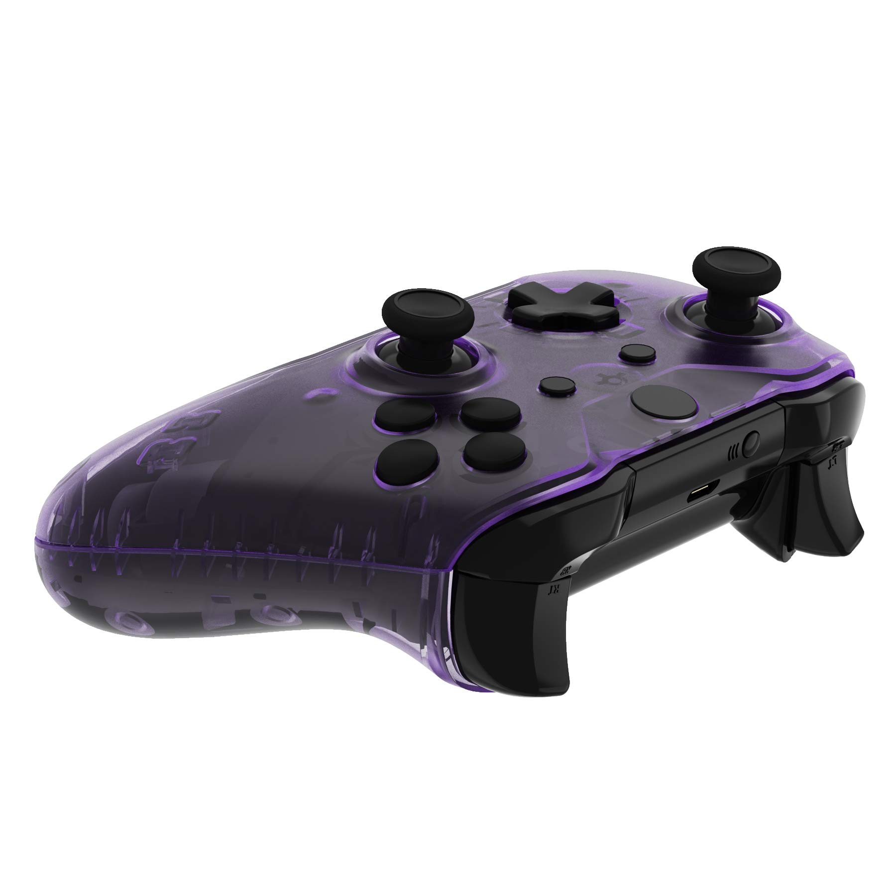 eXtremeRate Carcasa para Xbox One X S Funda Delantera con Agarre Izquierdo Derecho Protectora de la Placa Cubierta Antideslizante Asa Mango para Xbox One S/X Mando-Model 1708(Violeta Transparente) — view 8