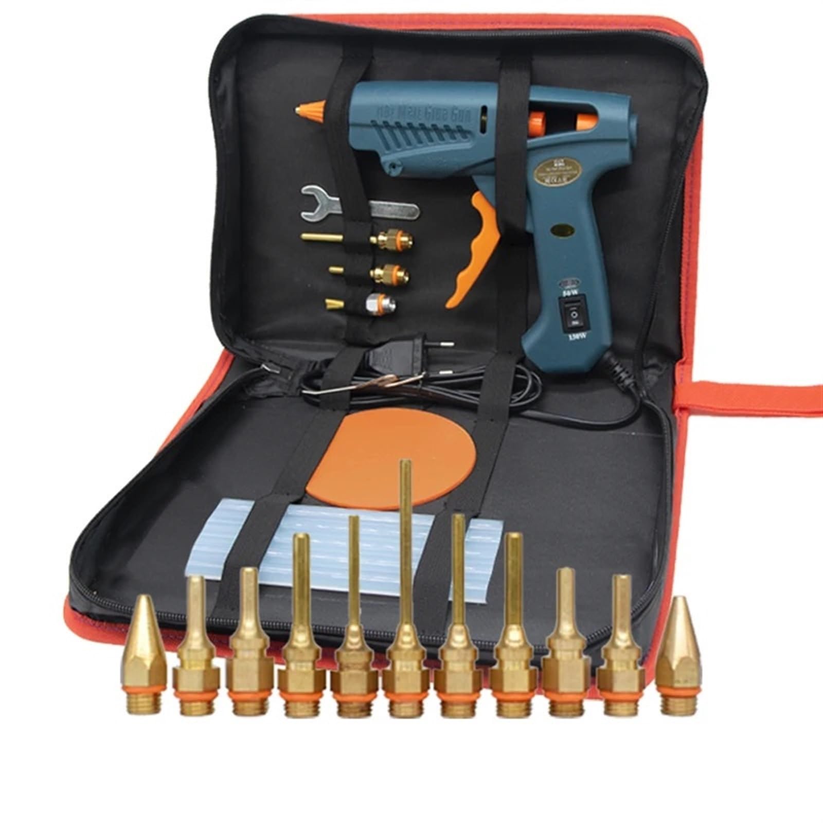 Borsa degli attrezzi for pistola for colla 50W/150W 100W Pistola for colla a caldo ugello in rame for colla stick da 11 mm Pistola a caldo adesiva fai da te for la casa Creazione senza sforzo(100W,Set