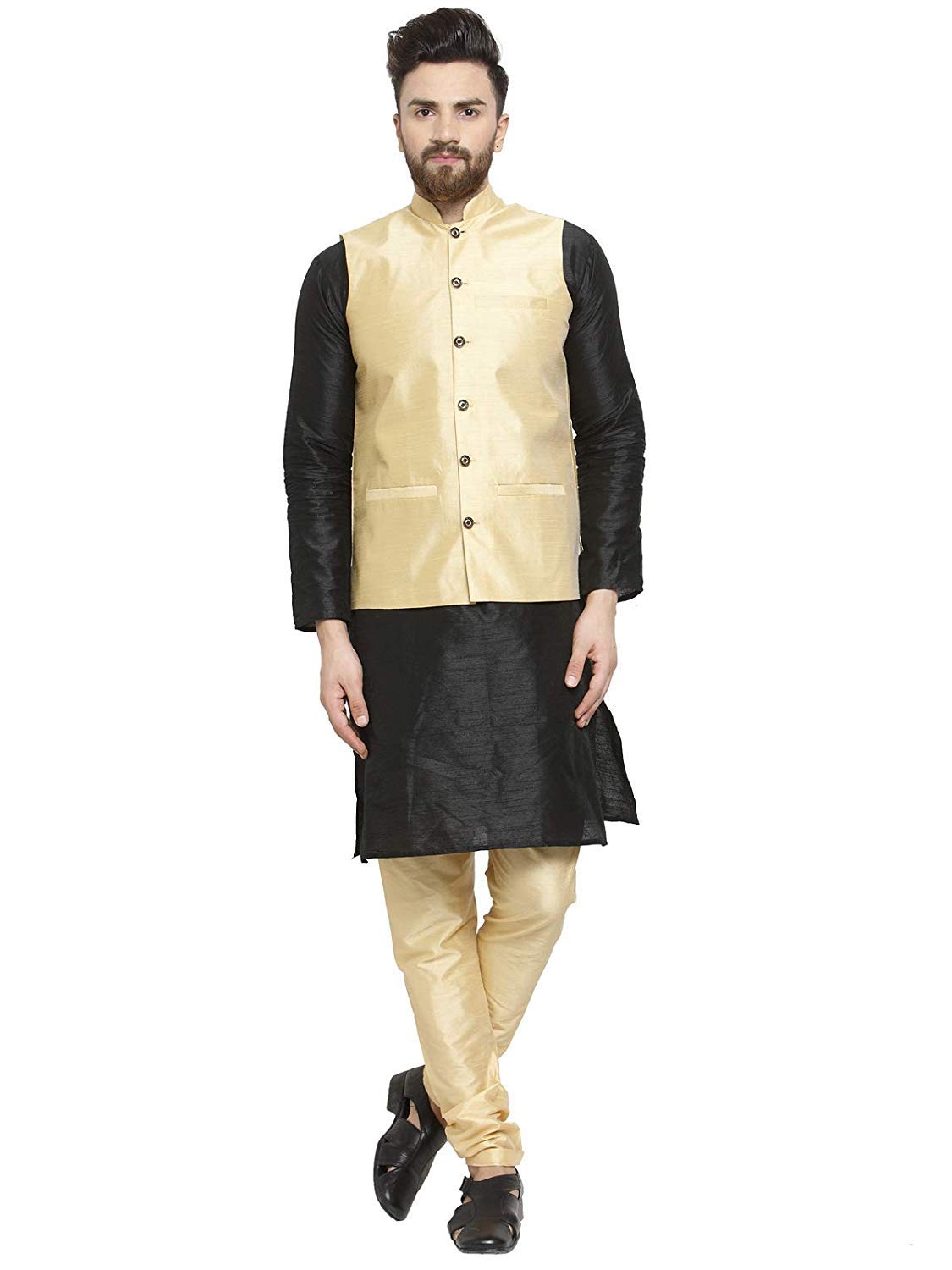 Kurta Pyjama Confortable Veste Nehru Ensemble Ajusté Résolution Problème Taille 42 - 2
