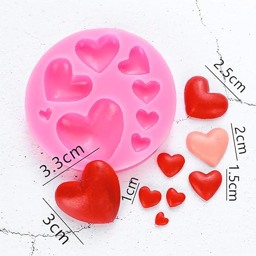 Miniatura 3 de Heogacinlia Moldes de silicona con forma de corazón, 3 piezas de moldes de silicona de tamaño mixto, diferentes tamaños, molde de chocolate con