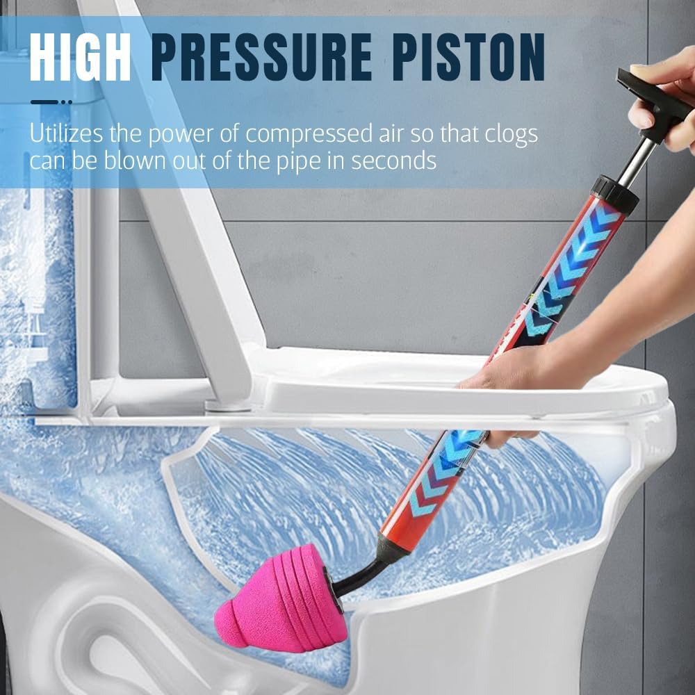 Upgraded High Pressure Toilet Unblock One Shot Toilet Pipe Plunger, 2024 New Toilet Unblock a Shot Kit, Air Drain Clog Remover, Toilet Snake Toilet Unclogger, Air Pump Toilet Plunger (1Pc)