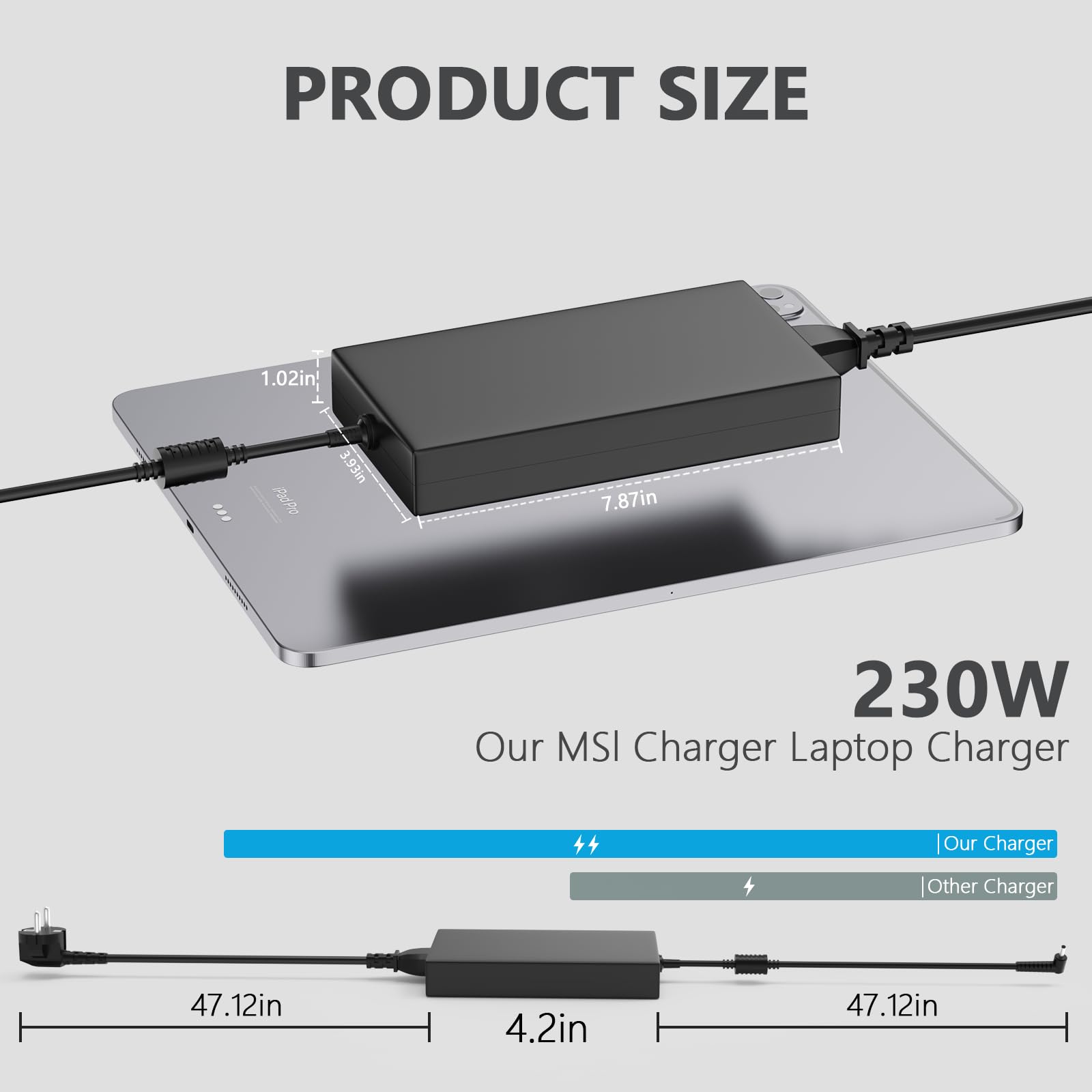 230W Laptop Netzteil Ladegerät für MSI GS66 GS65 GS76 GS75 WS65 WS66 WS75 | für MSI Stealth P65 P75 Creator A17-230P1A A12-230P1A Chicony Katana15 17 GF66 GF76 12th Pulse 15 16 17 GL66 GL76 Ladekabel