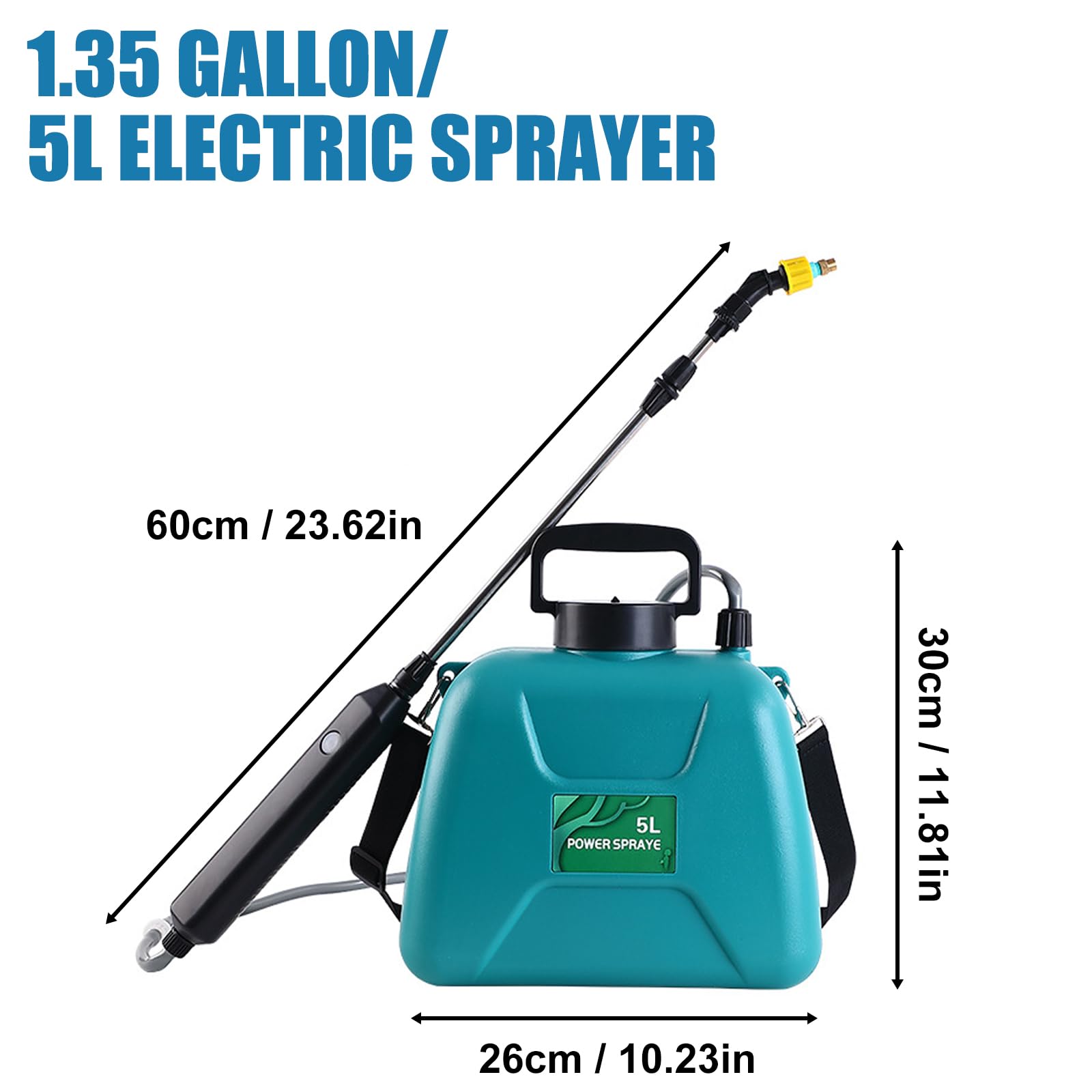 Pulverizador Electrico para Plantas Pulverizador de Hombro a Presion 5L Fumigador Mochila Bateria Recargable Portátil para Jardin
