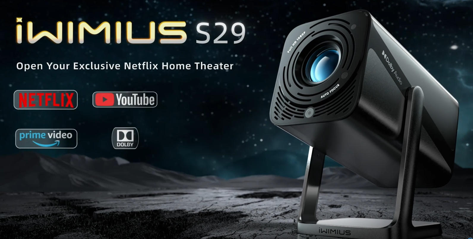 Smart Projector[20W Dolby Audio] Portable Projector with WiFi 6