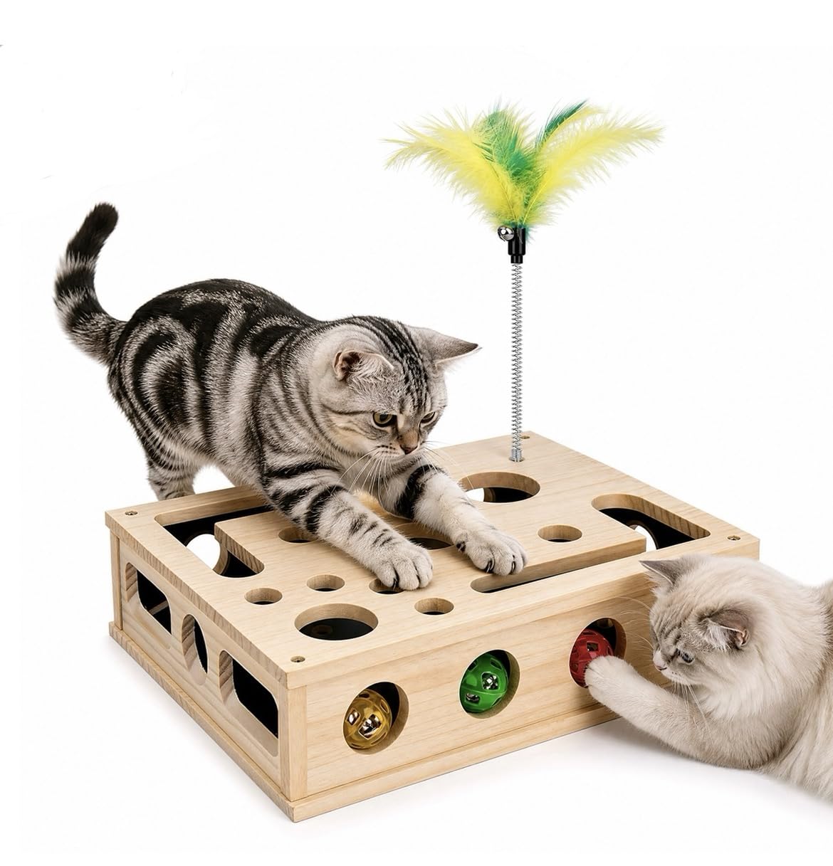 Jouet Interactif pour Chats, 2026 Nouveau Jouet Interactif pour Chats d'Intérieur, Jouet pour Chat Puzzle, Griffoir Interactif Chat avec 3 Balles Baguette à Chat