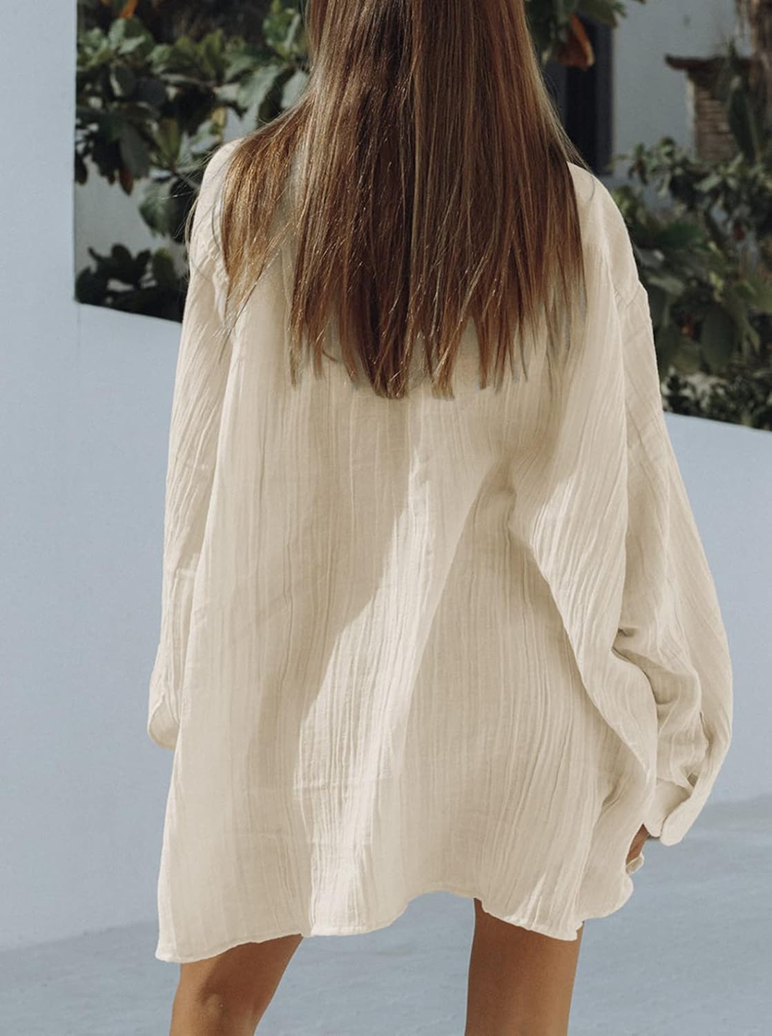 Fixmatti Women 2 Piece Outfits Long Sleeve Button Down Blouse and Shorts Sweatsuit Sets - Image 7