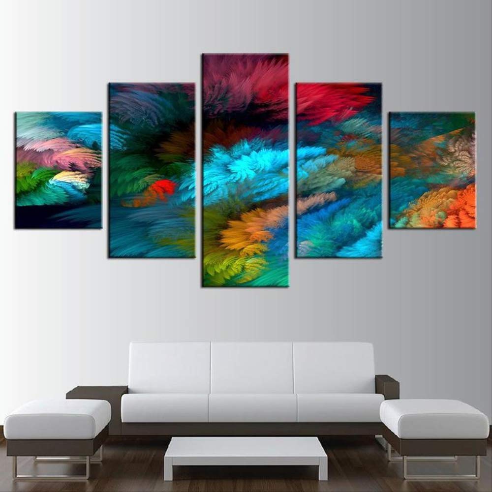 Pintura color fondo del mundo marino para salón lienzo decorativo moderno 5 piezas