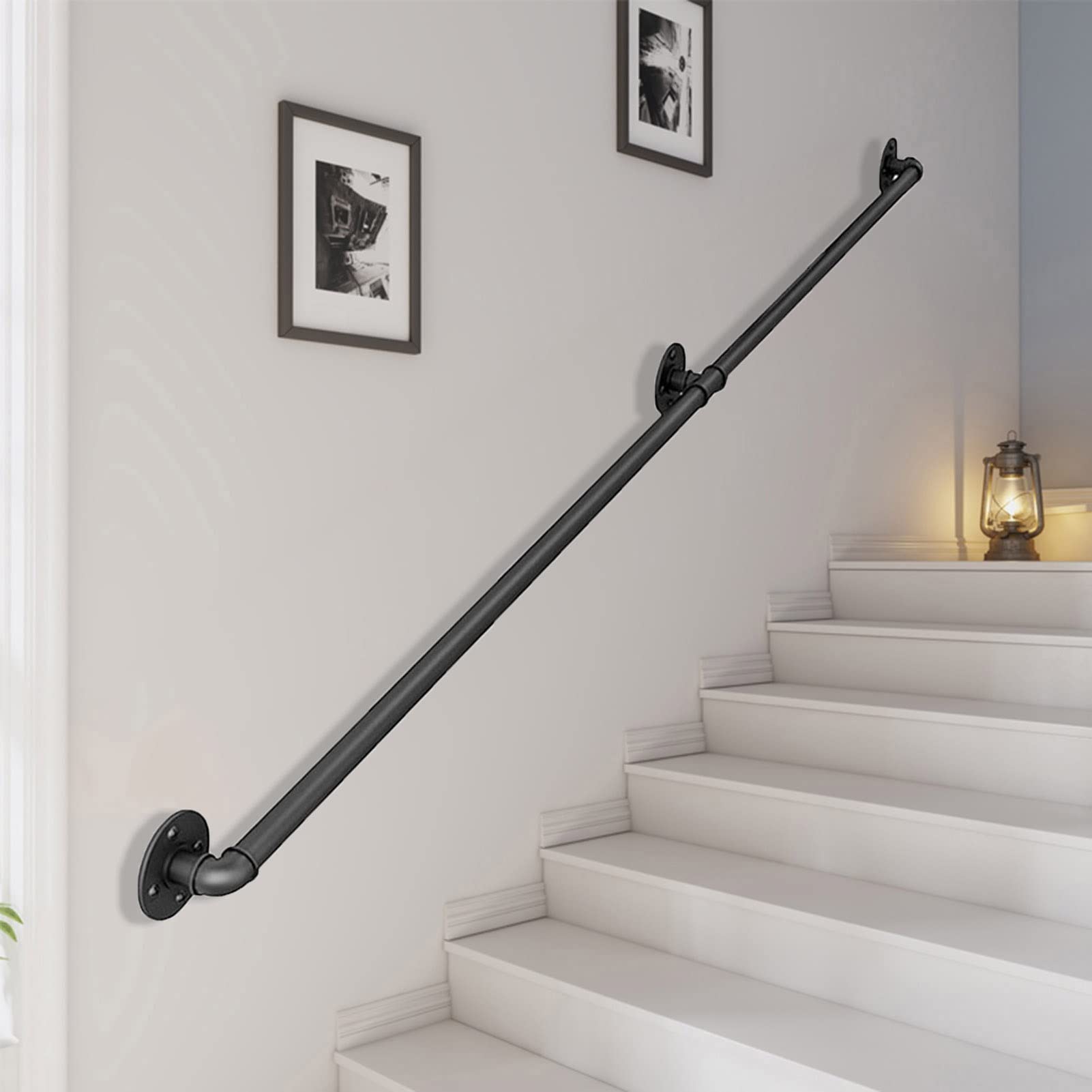 ADVAP Kit corrimano Scale Nero | Resaggio delle Scale Guardrail Safety Grab Bar | Ridinga di binari in Ferro battuto a Parete per Uso Interno Esterno (Size : 1.2m)