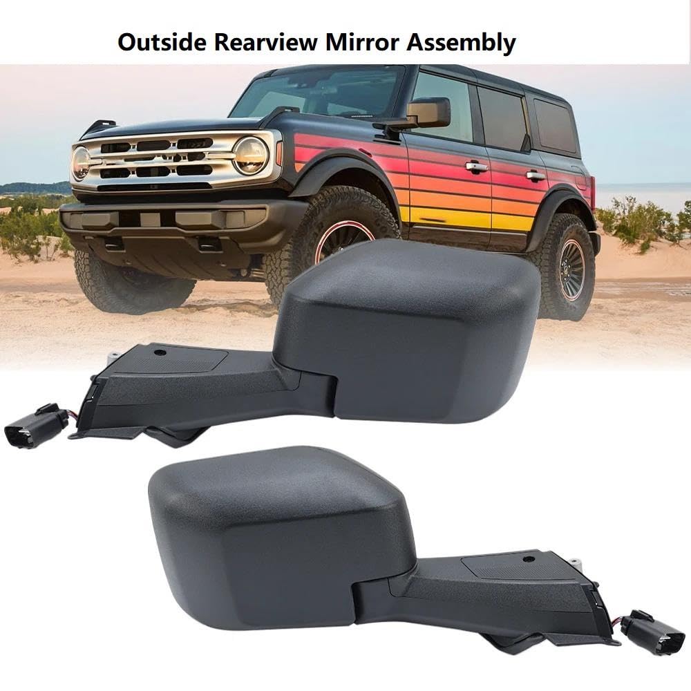 Conjunto De Espejo Retrovisor Para Coche, 7/9 Pines, Para Ford Bronco 2021-2025, Punto Ciego Plegable Manual Texturizado, Color Negro Piezas Repuesto(Right)
