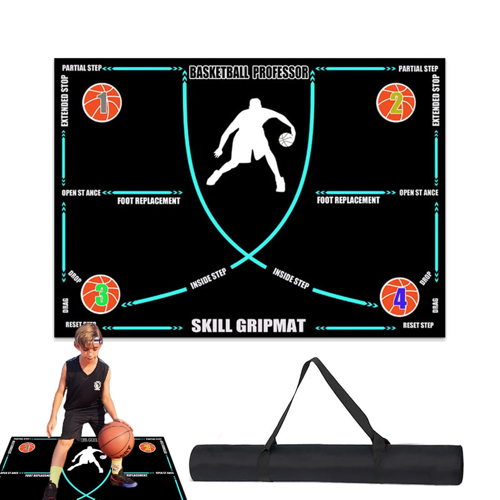 Tappetino per Dribbling da Basket, Tappetino per Dribbling da Basket - Tappeto da palleggio Antiscivolo in Gomma da Basket - Tappetino per Esercizi Silenzioso e Ammortizzante, Antiscivolo e