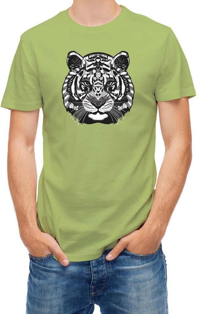 Tshirt Tiger head psychedelic pattern Green Apple XL