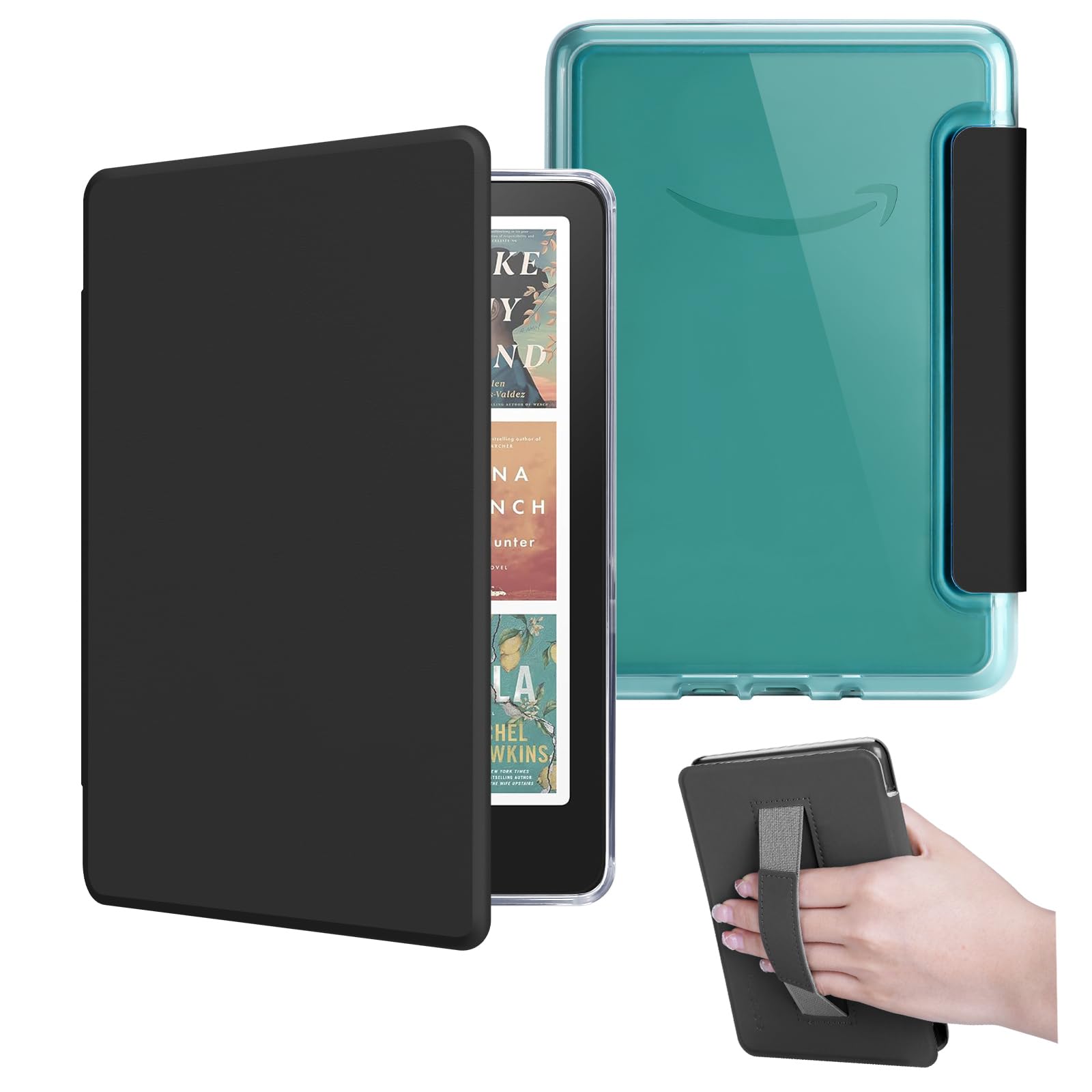 Schutzhülle für Kindle Paperwhite 12. Generation 2024 und Kindle Colorsoft Signature Edition, 17,8 cm (7 Zoll), leichtes PU-Leder und transparente Hartschale mit Handschlaufe, automatischer