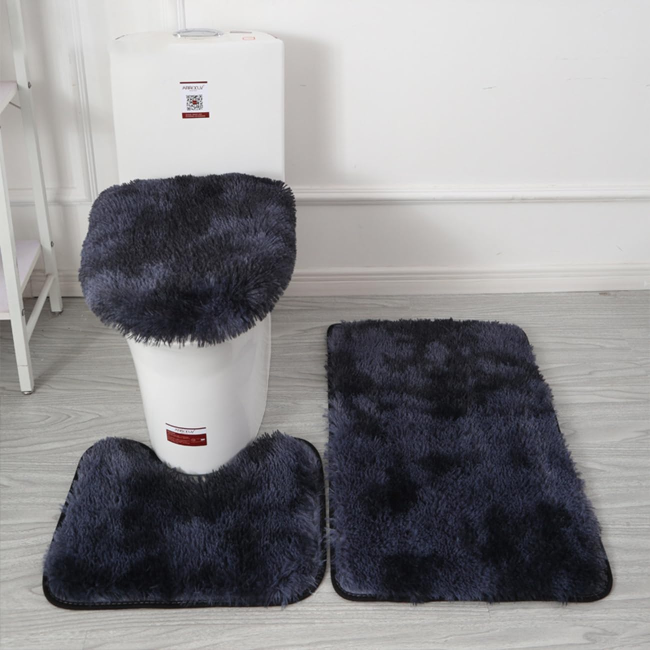 Rutschfestes Badezimmerteppich-Set, extra weich und saugfähig, Shaggy-Matten, maschinenwaschbar, Toilettenvorleger, Plüsch-Badteppiche für Heimdekoration, Dusche und Boden, 3-teilig