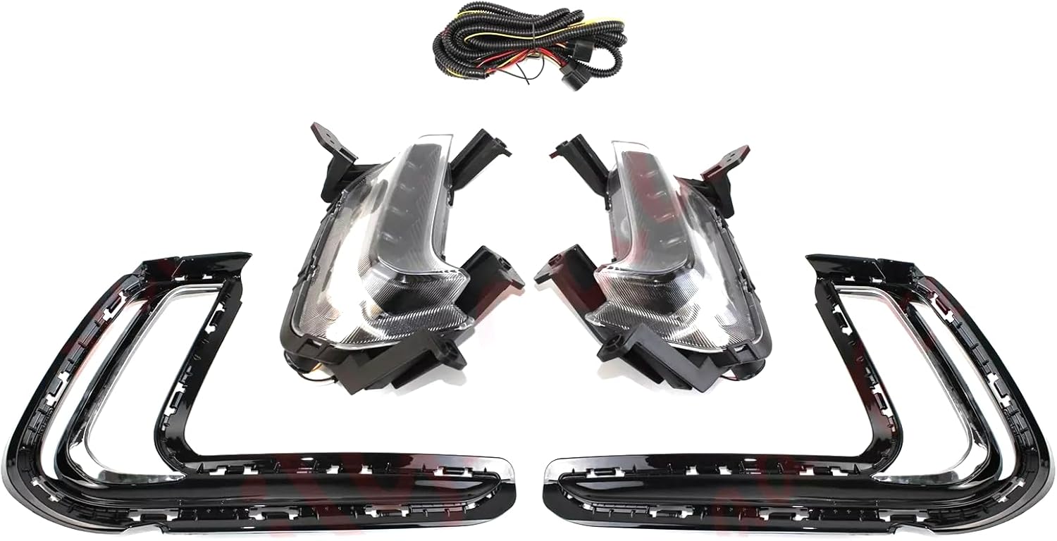 LED Fog Lights with DRL Compatible With 2017-2018 Hyundai Elantra | Driving Fog Lamps Assembly with Turn Signal Lights & Wiring Harness |92207-F2100 92208-F2100