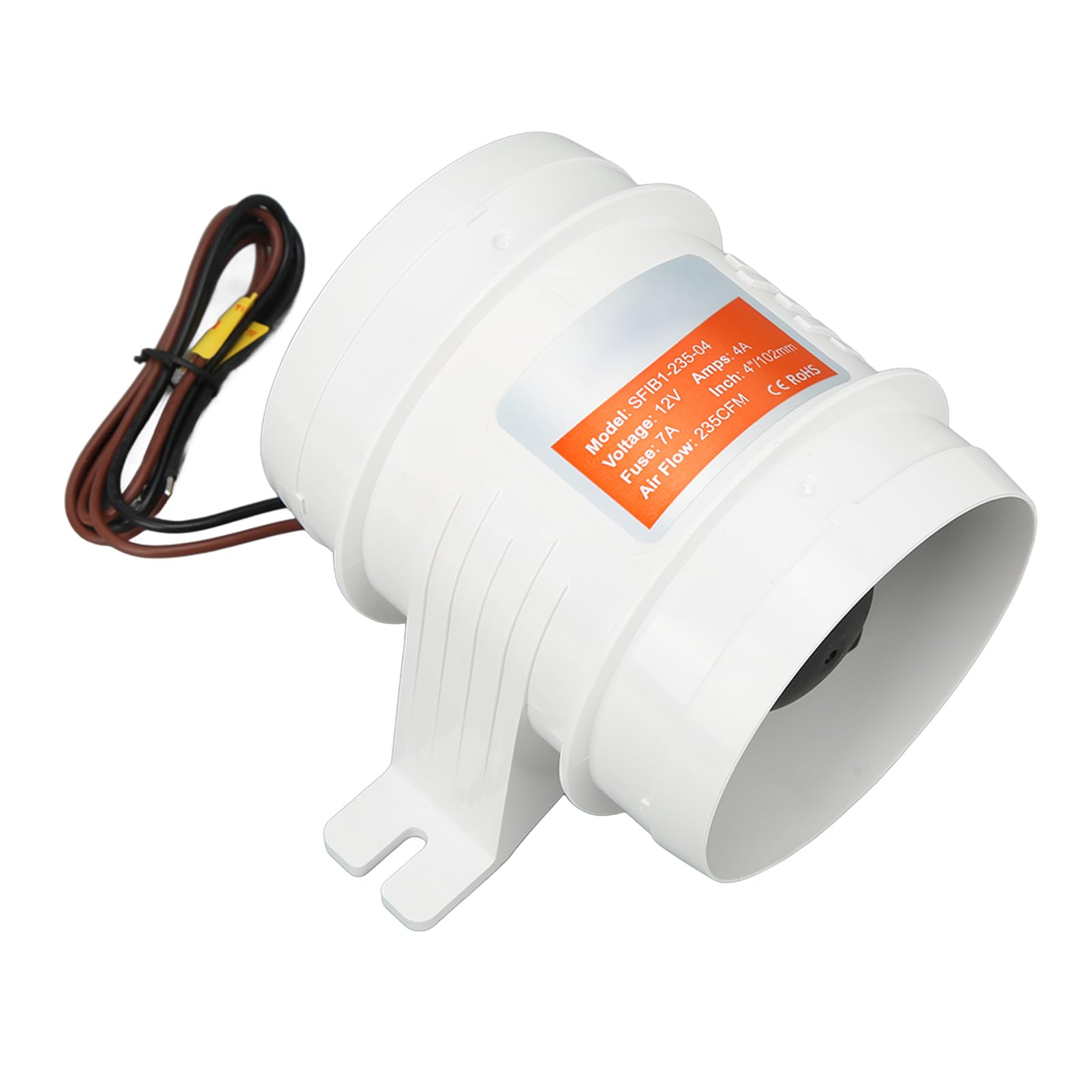 Dilwe Ventilador de Ventilación Marina de Aire en Línea de 4 Pulgadas Ventilador Eléctrico Bilge 235cfm DC12V con Carcasa de ABS y Núcleo de Motor de Cobre para Barcos RVs Yates Salas de Máquinas