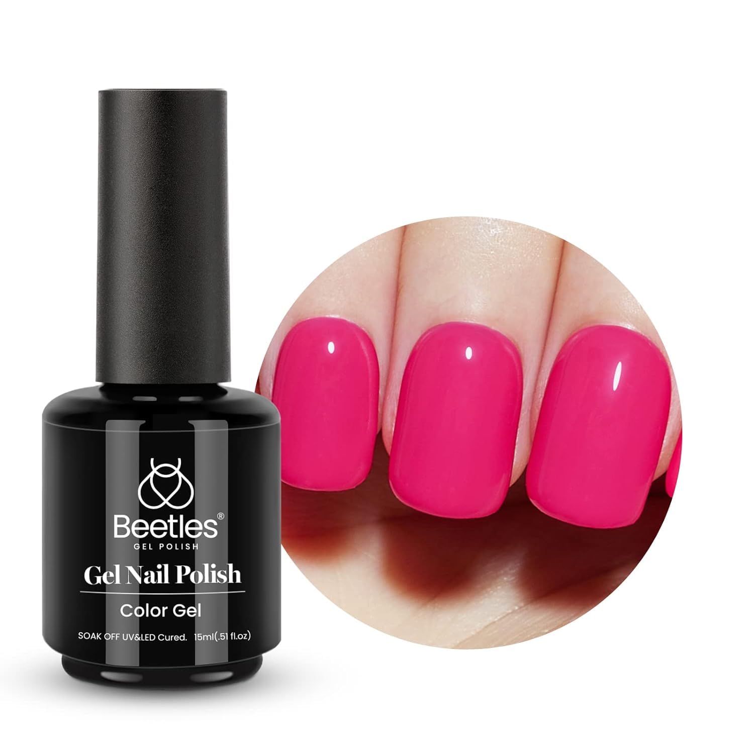 Beetles Gel Nail Polish, 1 Pcs 15ml Hot Red Gel Polish Soak Off Nail Art Manicure Salon DIY Gel Nail Design Decoration at Home