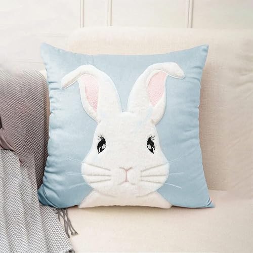 Miniatura 2 de Arciveberg Fundas de almohada de conejo de primavera y Pascua de 18 x 18 pulgadas, funda de cojín de conejo bordado 3D, fundas decorativas para
