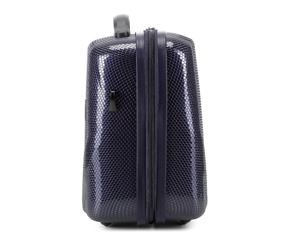 WITTCHEN PC Ultra Light Kosmetiktasche Kosmetikkoffer Kulturbeutel Beauty Case aus Polycarbonat Handgriff Schultergurt Elastische Band Größe XS Dunkelblau