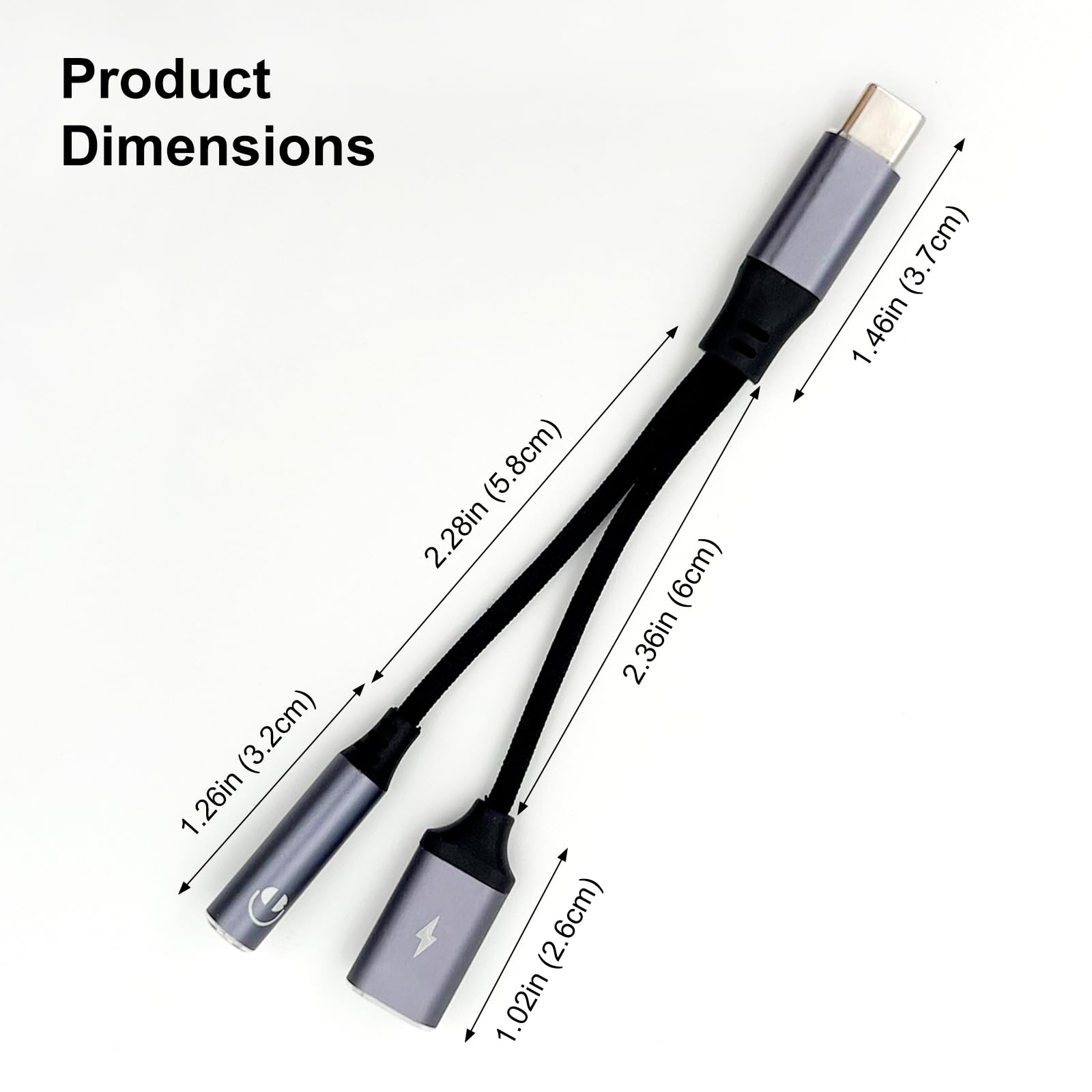 Adattatore di ricarica 2 in 1 da USB-C a audio e PD da 3,5 mm – Cavo dongle per ricarica rapida e jack per cuffie per dispositivi USB di tipo C (2 porte)