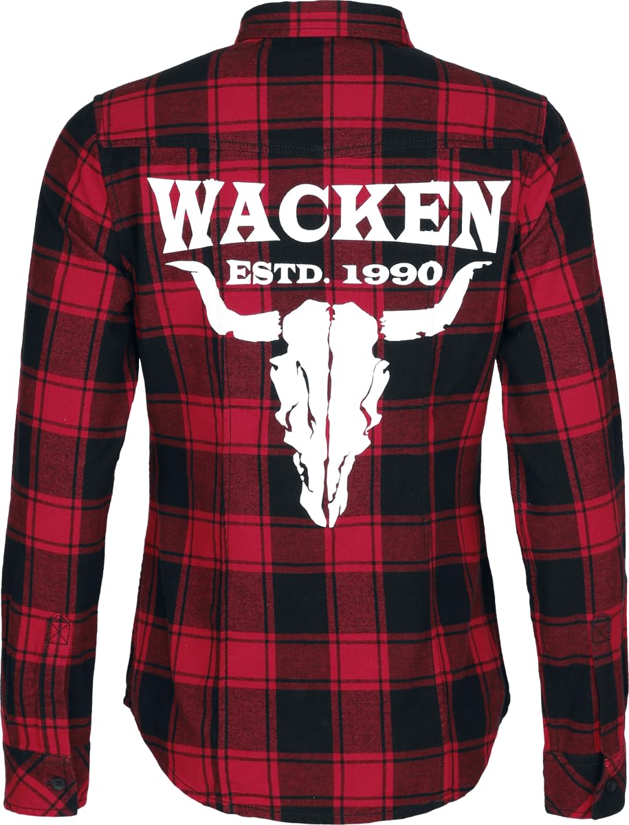 Wacken Open Air Wacken Frauen Langarmhemd rot/schwarz Band-Merch, Bands