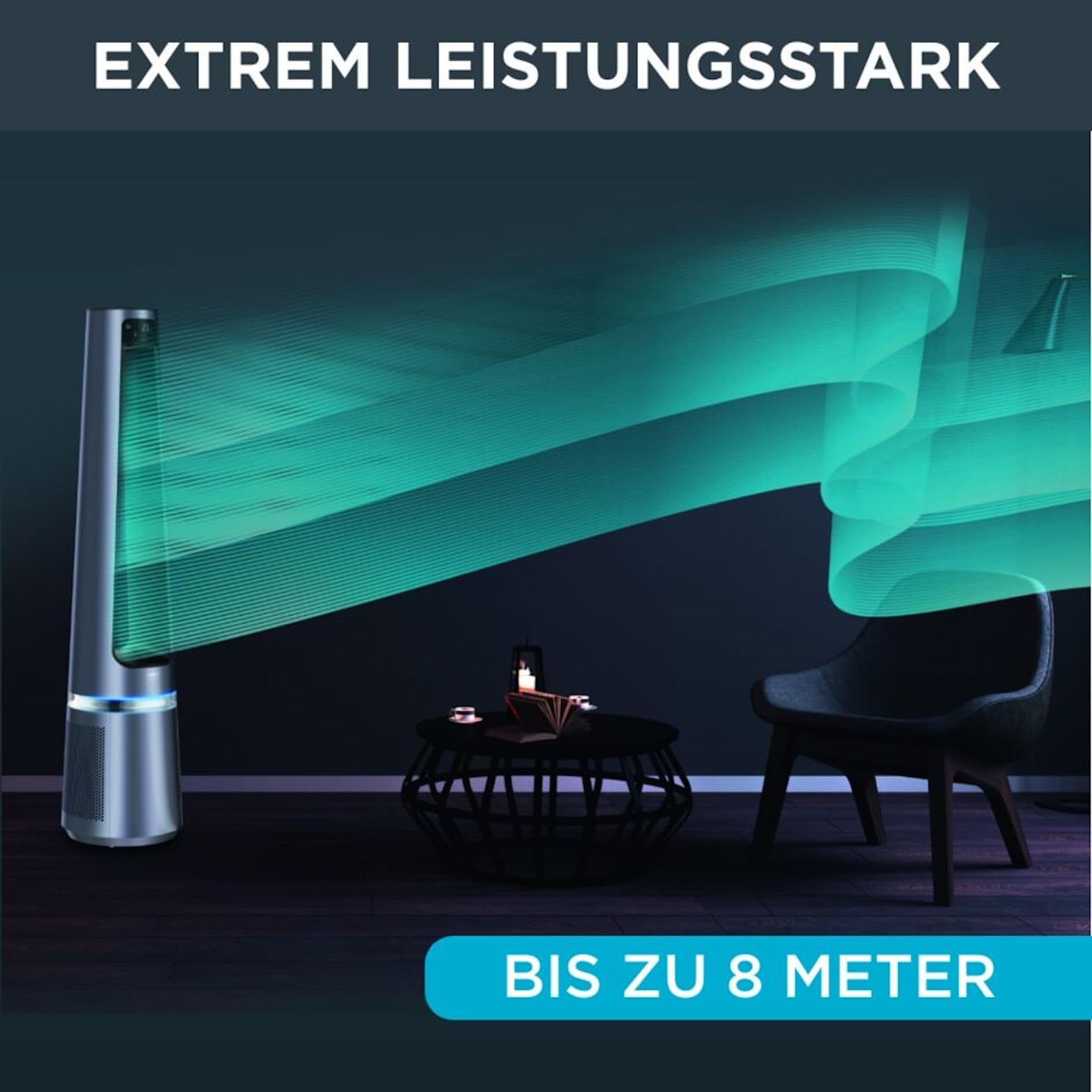 Rowenta Eclipse 2in1 Luftreinigungsventilator, Ventilator und Luftreiniger, bis zu 99,95% der Feinpartikel, Luftstrom bis 8m, Oszillation, 12 Geschwindigkeiten, Nacht-Modus, QU5030F0
