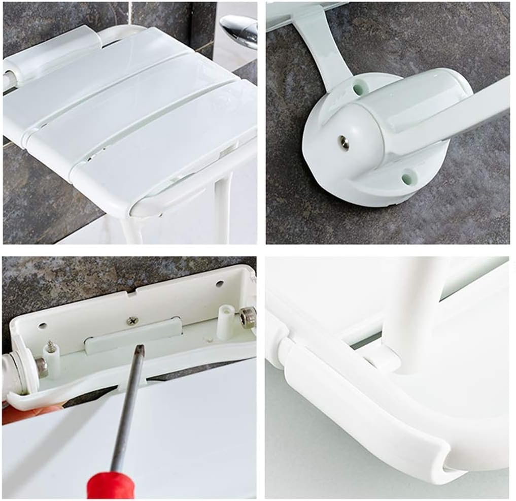 Genérico de pared plegable asiento de ducha plegable para baño, taburete y silla plegable, banco de baño para discapacitados para personas fuertes, antideslizantes, 48 cm