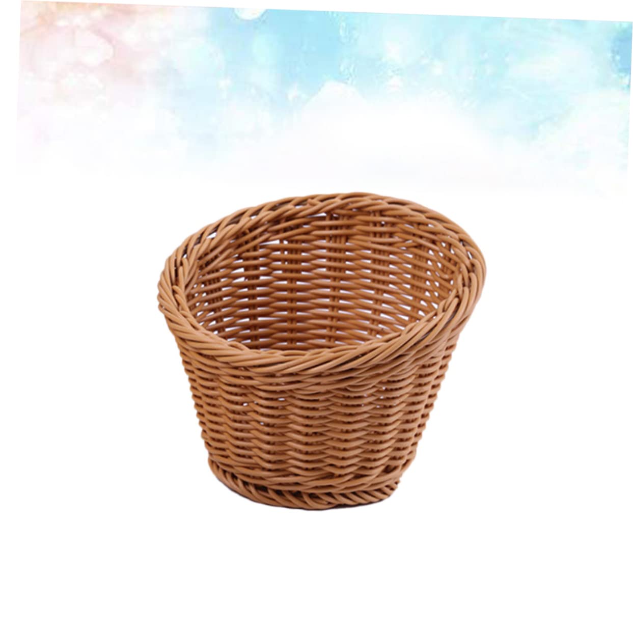 Cabilock Fruit Container Rattan Baskets Picnic Basket Simulated Rattan Bakset Weaved Basket Woven Basket Round Laundry Basket Woven Storage Baskets Seagrass Basket Bread Basket Tray Coffee