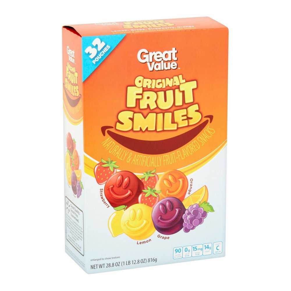 Buy Great Value Original Fruit Smiles, Box of 32 Pouches ...