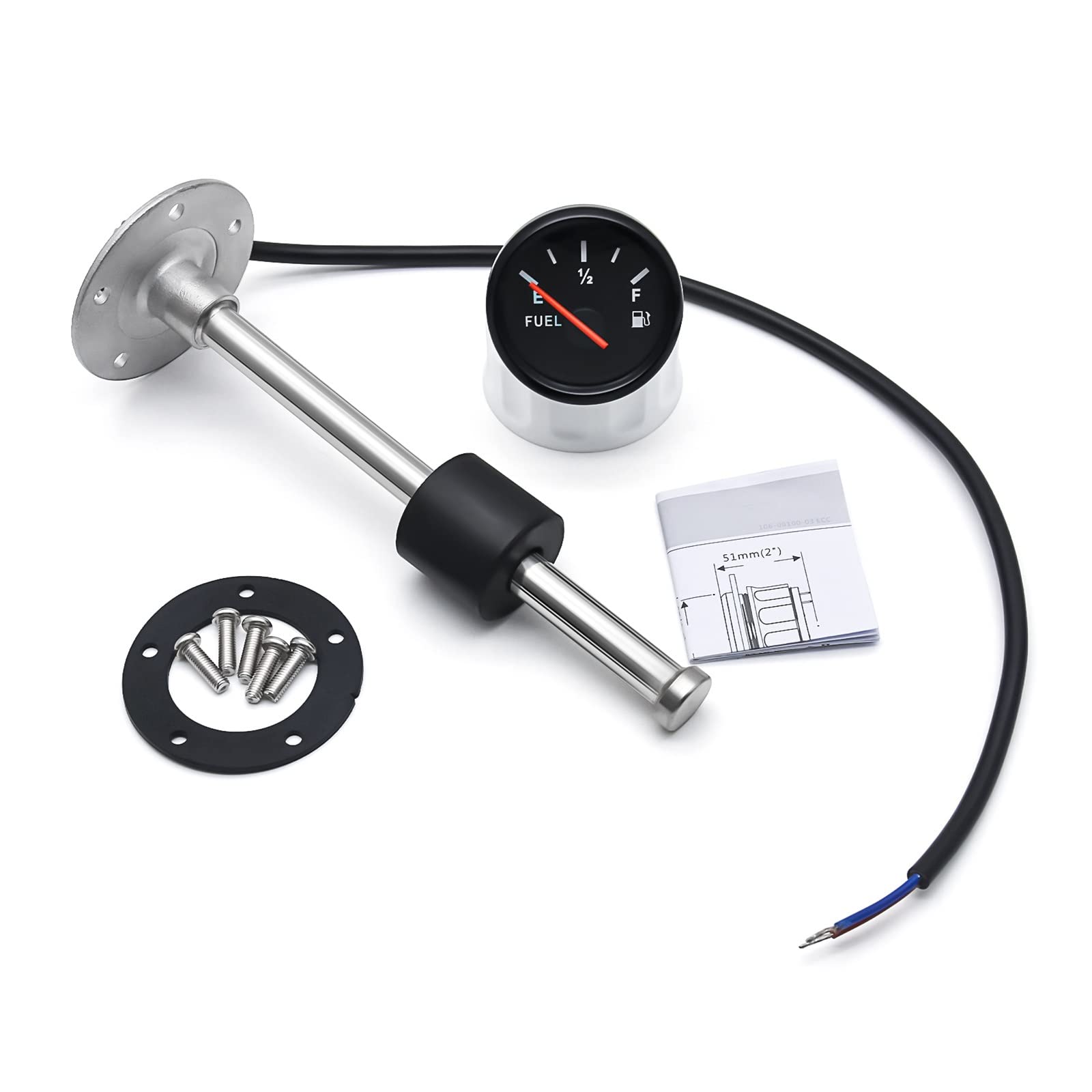 Unità di invio indicatore galleggiante del serbatoio del carburante Puntatore 52 MILLIMETRI Indicatore di Livello Del Carburante Con Sensore di Livello Del Carburante A Luce Rossa 0-190ohm Indicatore