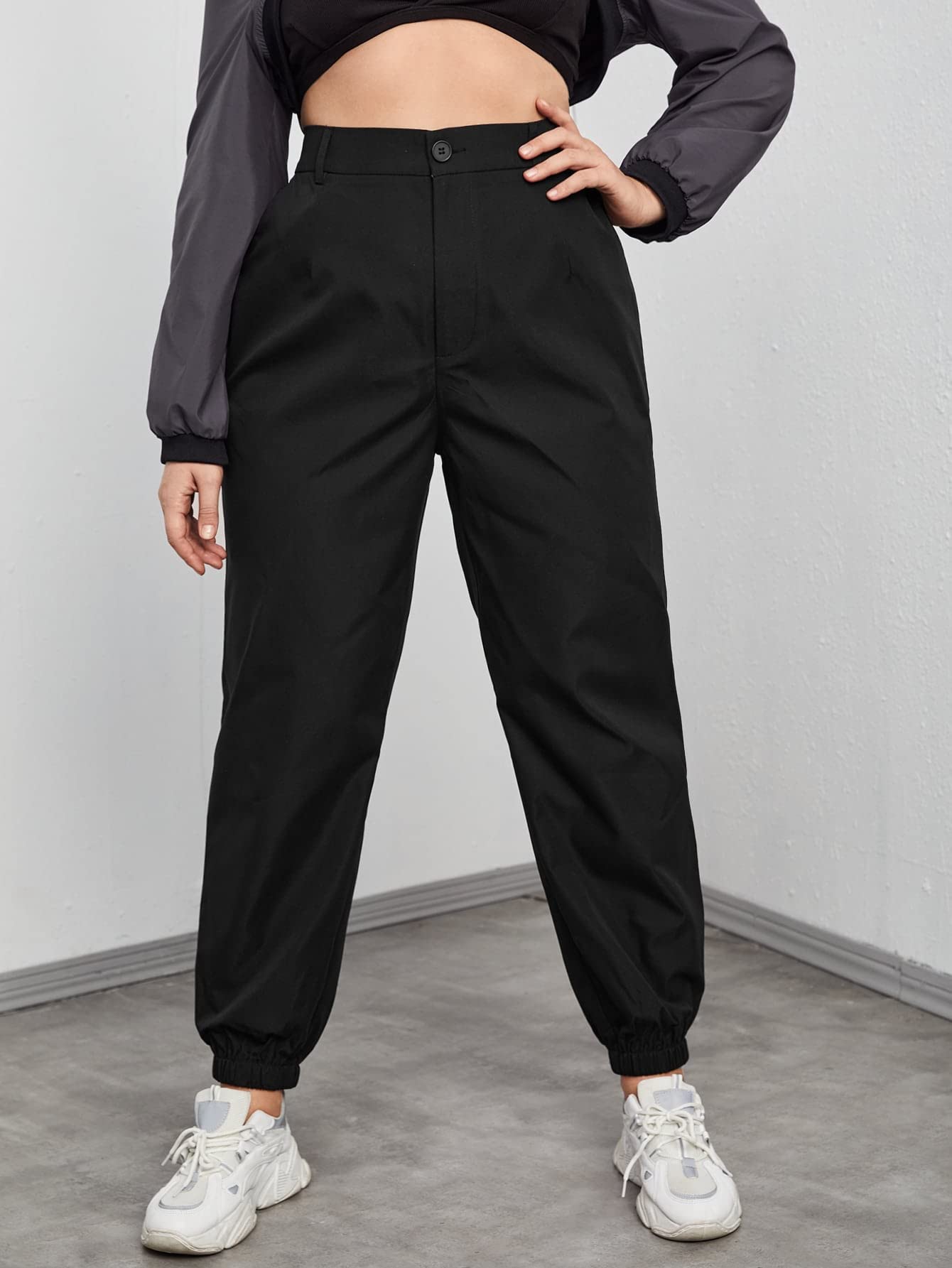 EVLTN Plus Size Pants Women Plus Solid Slant Pocket Tapered Pants Plus Size Pants Women Size XX-Large