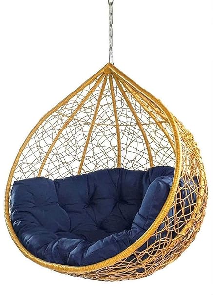 Jhula King Hanging Heavy Metal Frame Swing Chair with Cushion Single Seater Swing Chair for Adult (Brown/Red)