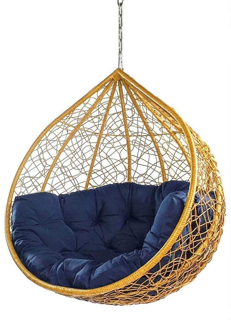 Jhula King Hanging Heavy Metal Frame Swing Chair with Cushion Single Seater Swing Chair for Adult (Brown/Red)-image-39