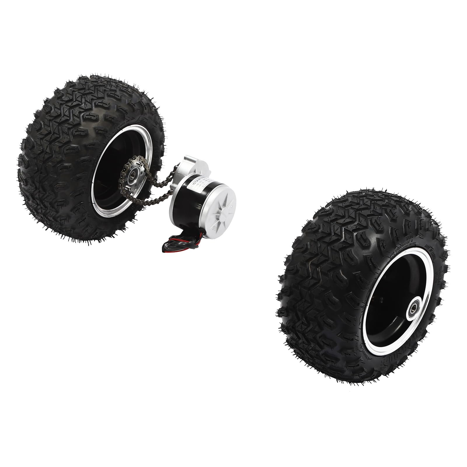 10 Inch Motor Drive Air Wheel Conversion Kit, Double Wheel Set for Electrical Beach Scooter, Wheel Kit for Electric Cart Scooter, Thumb Throttle w/Battery Indicator Lights & Button Switch (24V 250W)