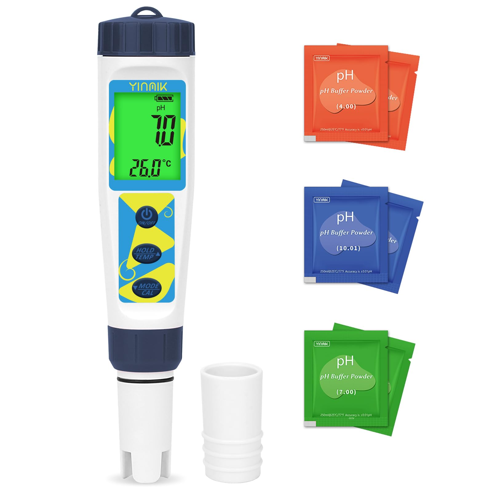 YINMIK Testeur de pH Salinité Numérique, Testeur électronique de pH, Testeur de pH Portable pour piscines d'eau de mer, convient aux piscines, aquariums, cultures hydroponiques, eau potable, etc.