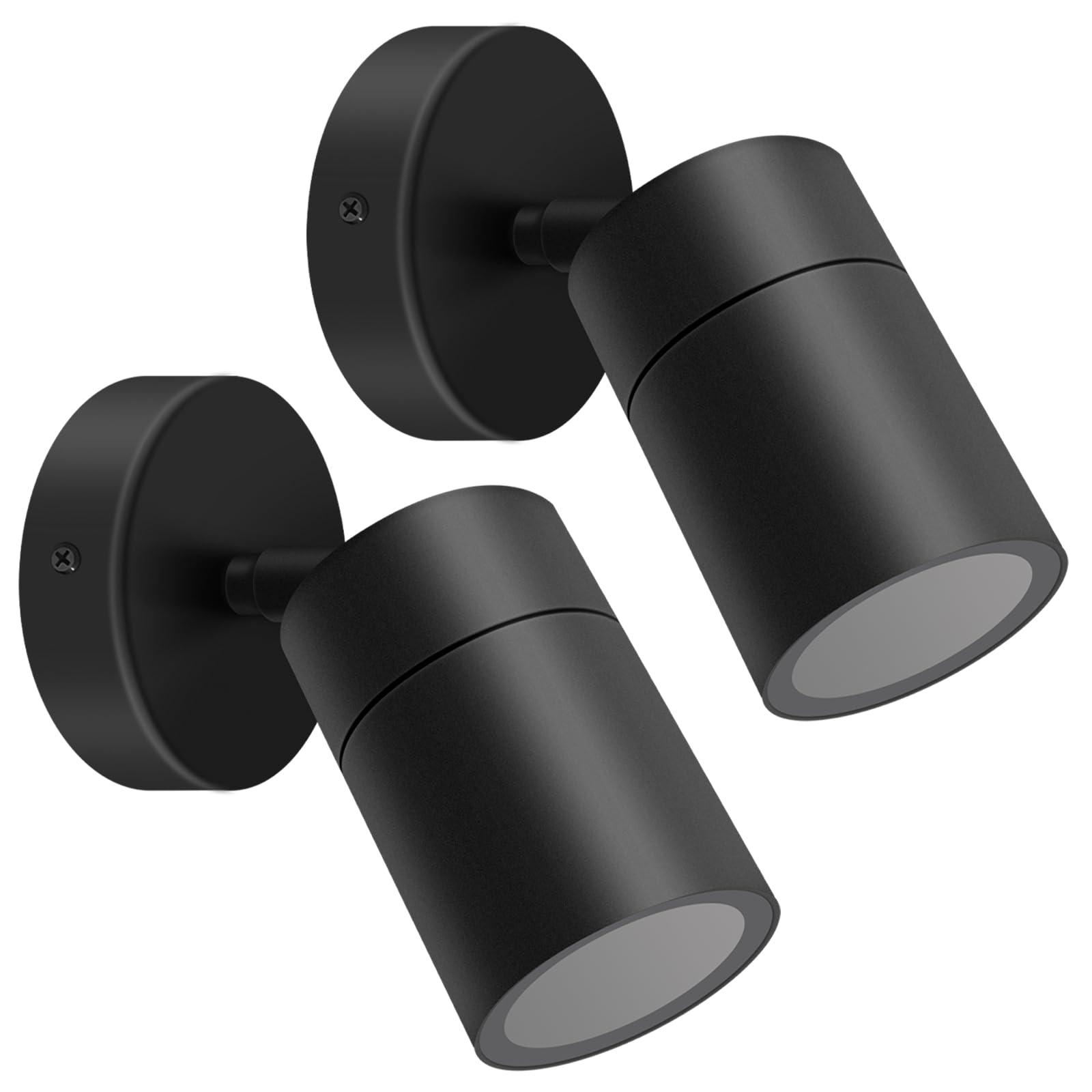 Kerry Outdoor Wall Lights, IP65 Waterproof Outside Lighting Mains Powered, External Black Stainless Steel Adjustable Spotlights, Exterior Wall Mount Downlight for Front Door, Proch -2 Pack(Bulb Excl.)