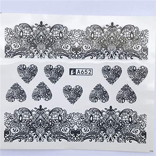 Nail decals 10 PCS Lace Flower Design Nail Sticker Decal Water Transfer(YZW-8636) (Color : YZW-8652)