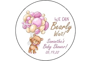 60 pcs Teddy Bear Baby Shower Stickers - We Can Bearly Wait