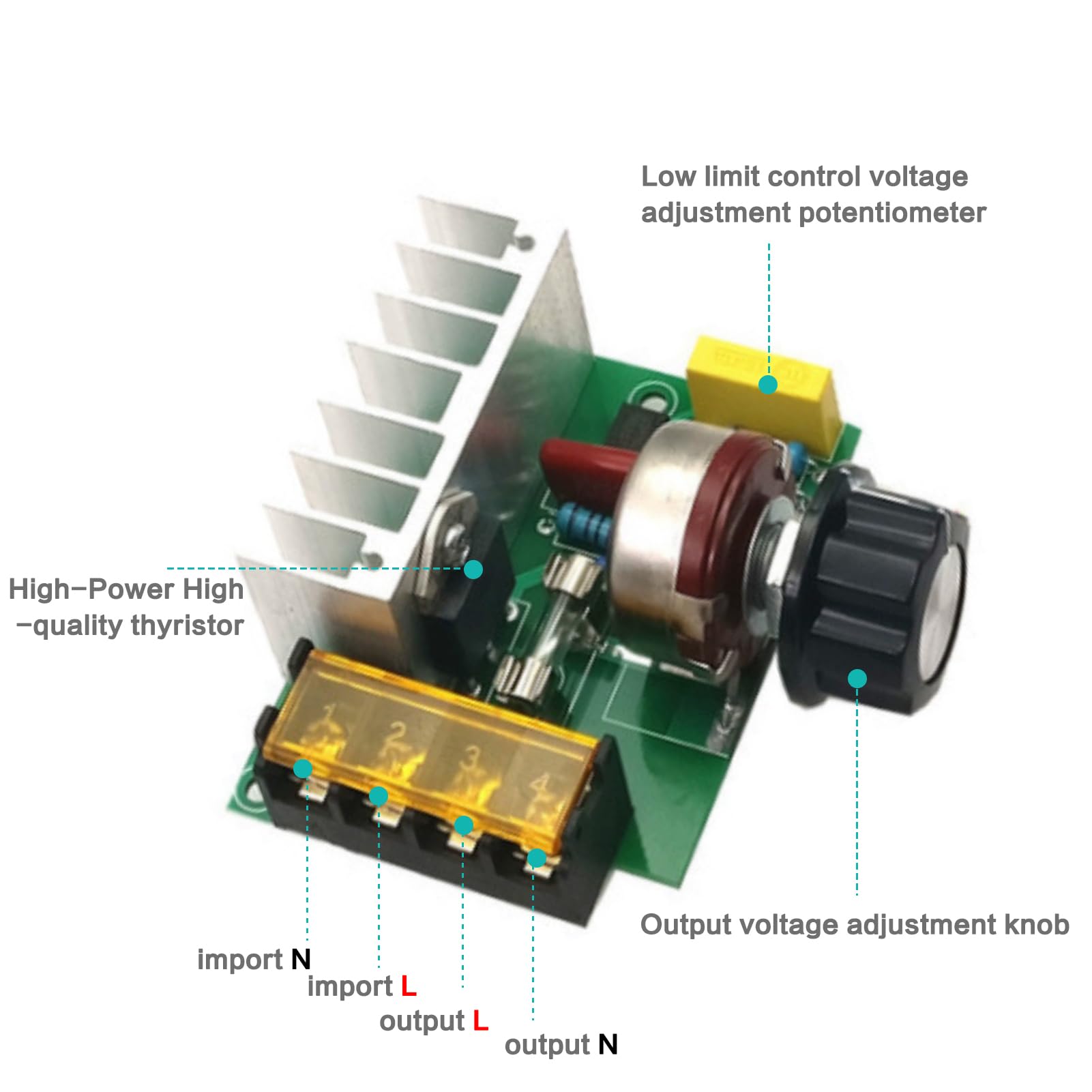 Jadeshay Drehzahlregler AC 220V 10A 4000W – SCR-Spannungsregler Für Lüfter, Gebürstete Motoren Und Heizungen, EU-Stecker