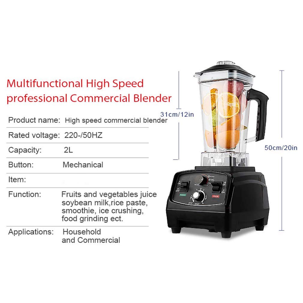 Blender Mixeur Multifonctions, Smoothie Blender Chauffant Blender Mixeur Puissant avec 2200W Mixeur Smoothie Et Milk-Shake avec 6 Lames en Acier Inoxydable Et 2L sans BPA Jarre, Noir
