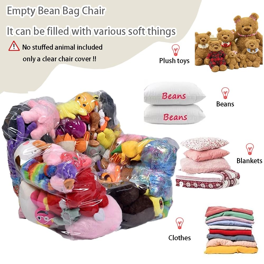Copridivano For Poltrona A Sacco Trasparente Pouf For Animali Di Peluche, Impermeabile In PVC,pouf For Riporre Giocattoli Di Peluche, Creativo, Imbottito, Con Cerniera, For Organizzare Le Camerette De