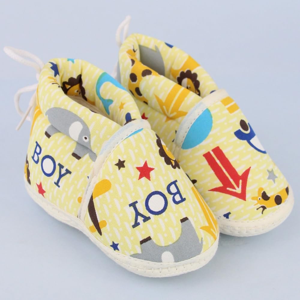 6 To 12 Months Baby Boys & Girls Cotton Printed Baby Yellow Booties-BT5262-image-18